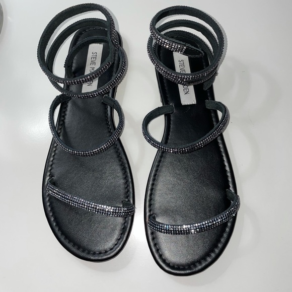 Steve Madden Azaria Rhinestone coiled sandals in black - Picture 2 of 5